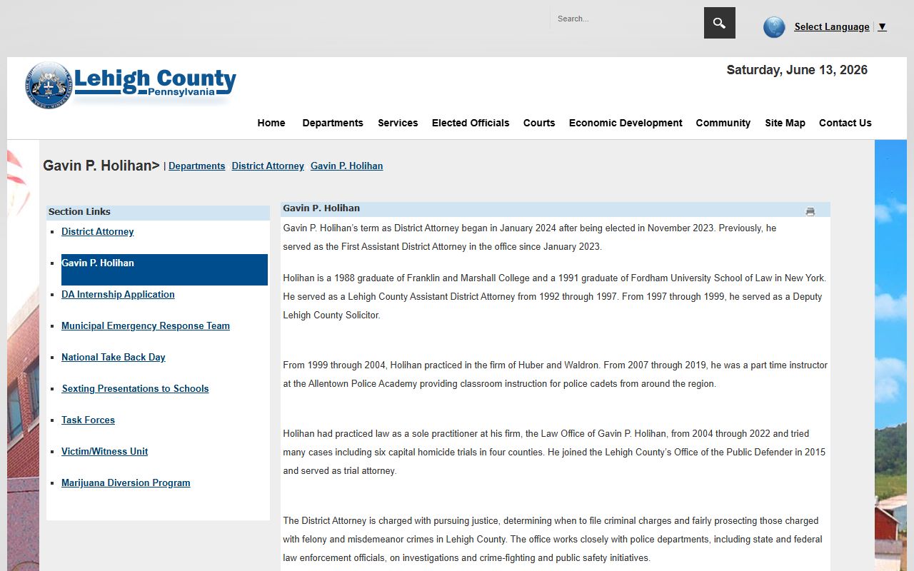 Lehigh County arrest records and court charges District Attorney Gavin Holihan source