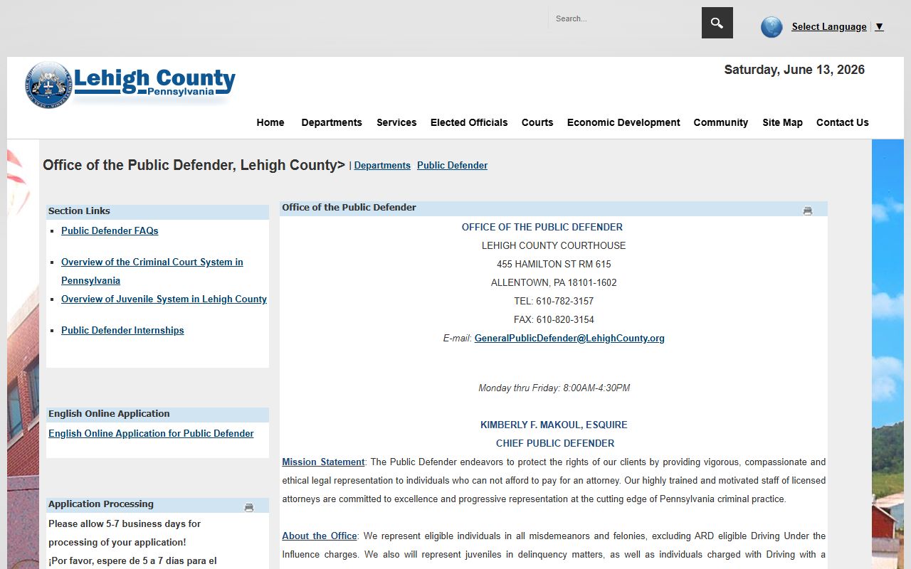 Lehigh County arrest records and court charges Public Defender source