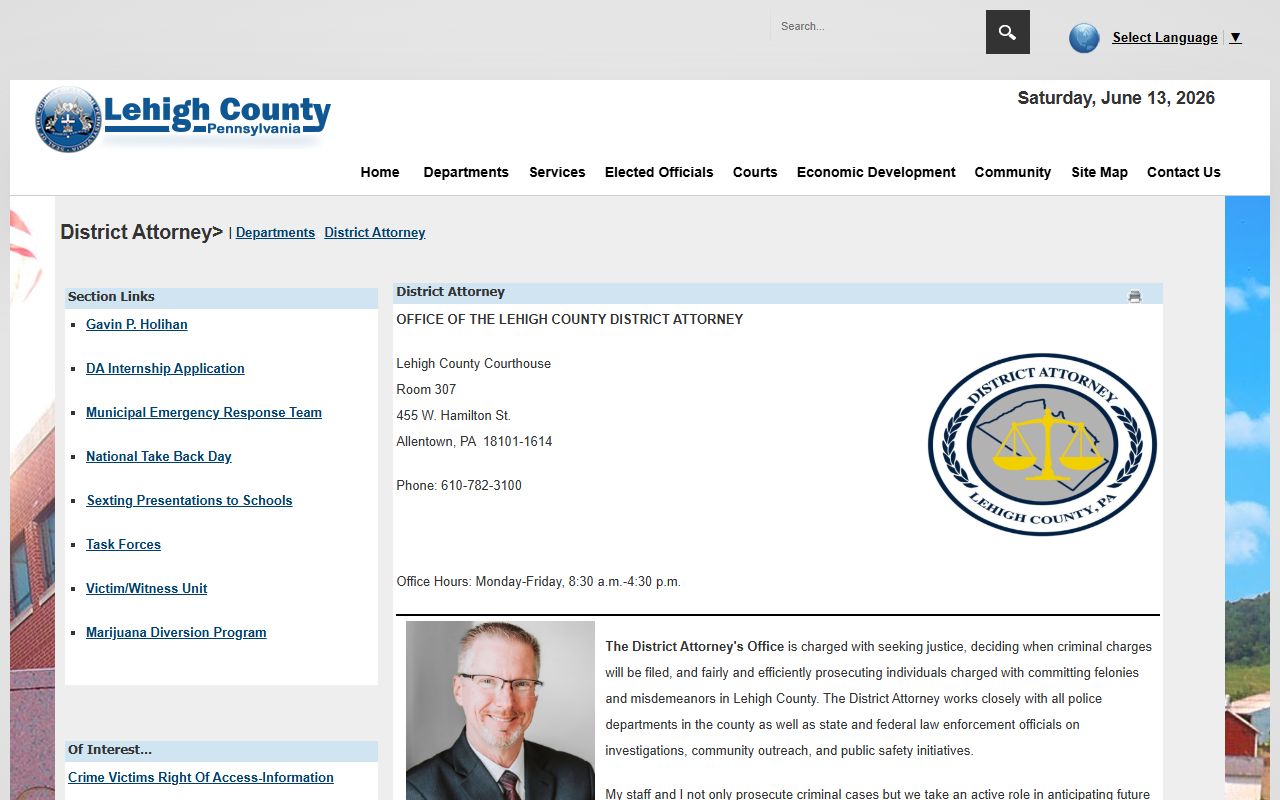 Lehigh County arrest records and court charges District Attorney source