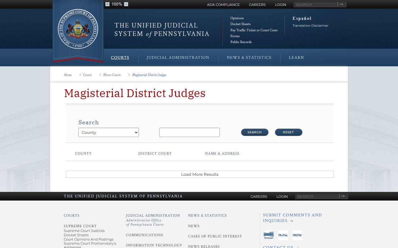 Lehigh County court dockets Magisterial District Judge source
