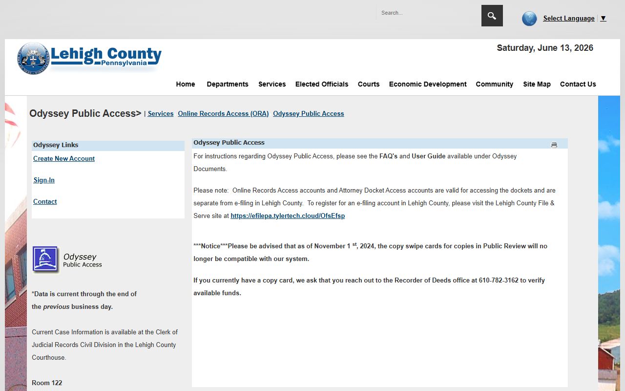 Lehigh County court records Online Records Access portal