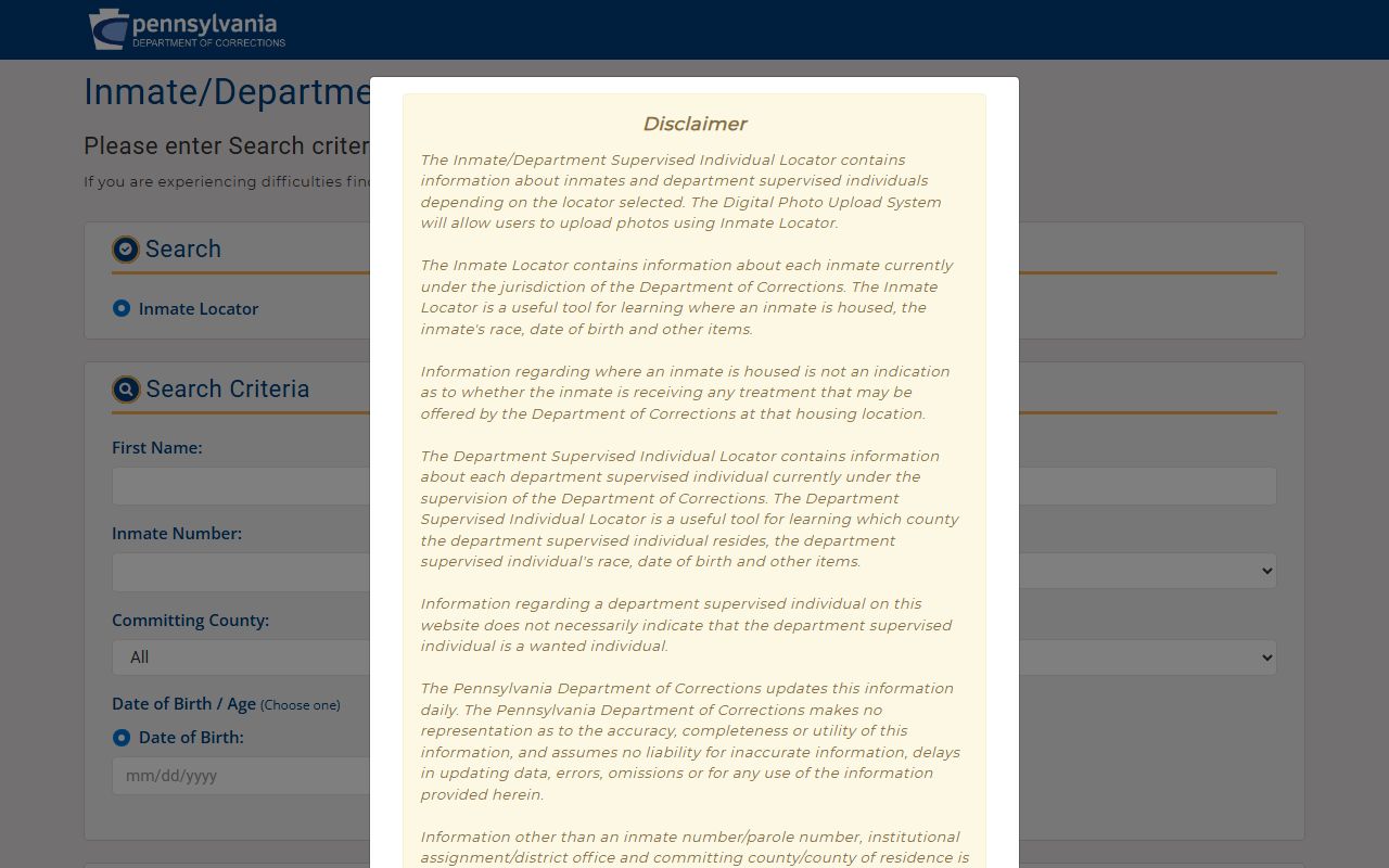 Lehigh County inmate records Pennsylvania DOC inmate locator