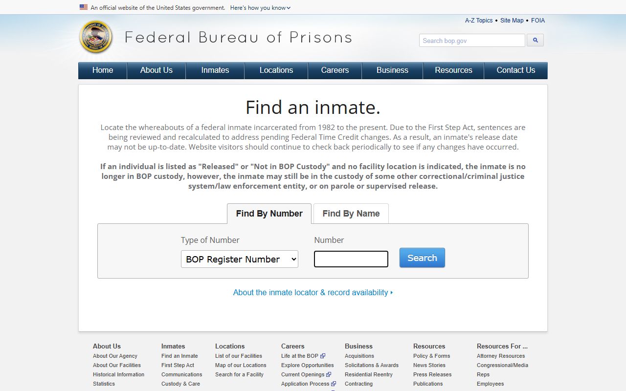 Lehigh County inmate records federal BOP inmate locator