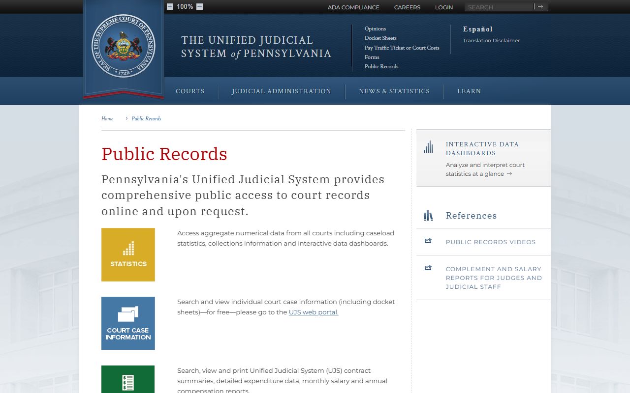 Lehigh County court records Pennsylvania Judiciary public records page